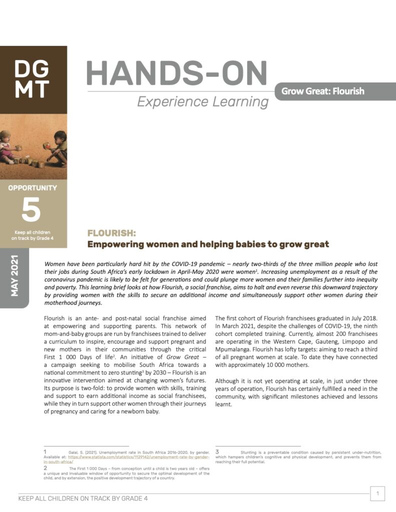 Learning brief: Flourish: Empowering women and helping babies to grow great